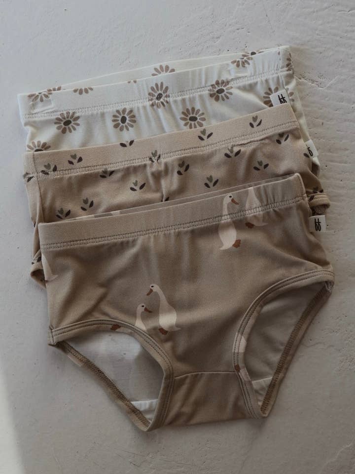 Girl's Bamboo Briefs (3 Pack) | Flora, Silly Goose & Daisy Fields for wholesale by Forever French Baby
