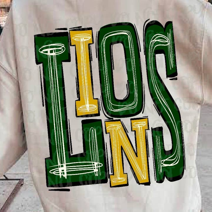 Lions Green/Gold DTF Transfer for wholesale by K and M Designs