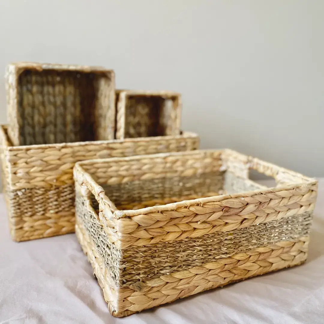 Natural Artisan Home - Wholesale Basket - Natural Woven Storage Bins Set of 42