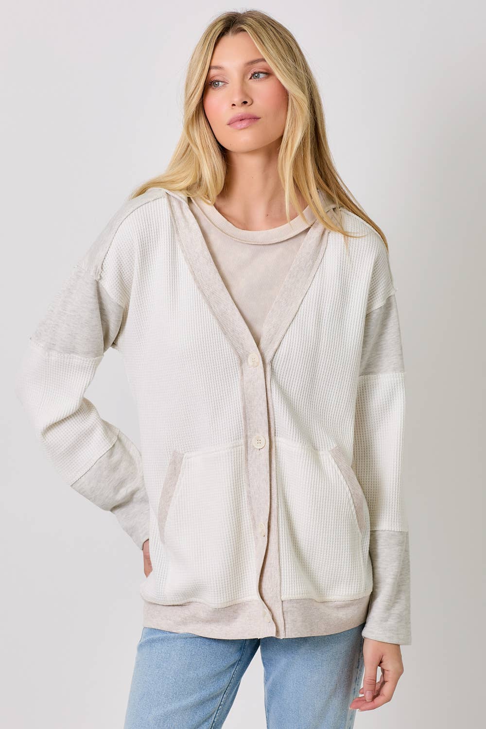 Mystree - Wholesale Cardigan - Women's - 60553 Color Block Hoodie Cardigan15