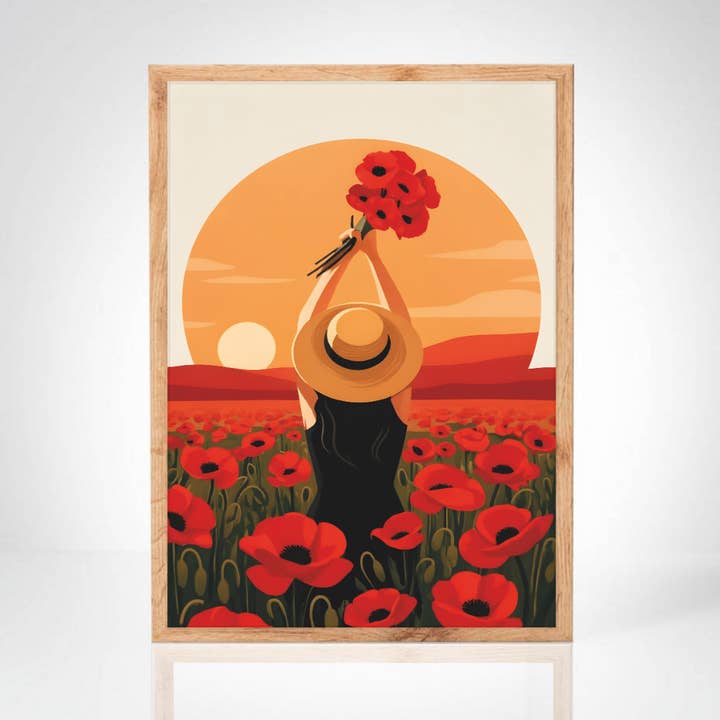 Cartaz Papoulas Provença – Mulher Num Campo por atacado de La maison de l'affiche