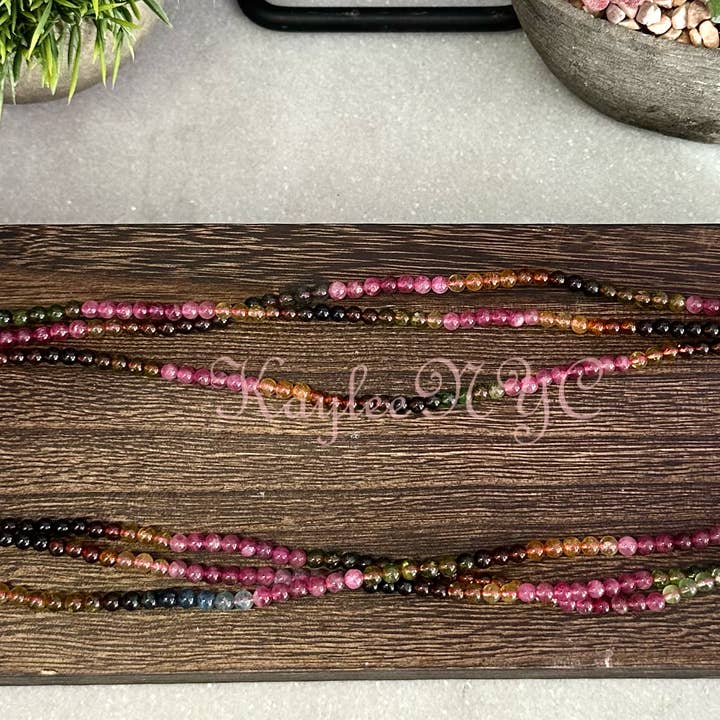 KayleeNYC - Wholesale Jewelry Set - Natural Watermelon Tourmaline 4mm 22” Bracelet/Necklace1