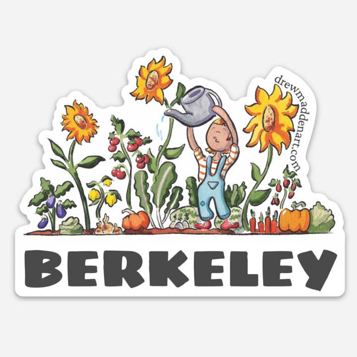 Berkeley Gardener for wholesale by Drew Madden Art Stickers