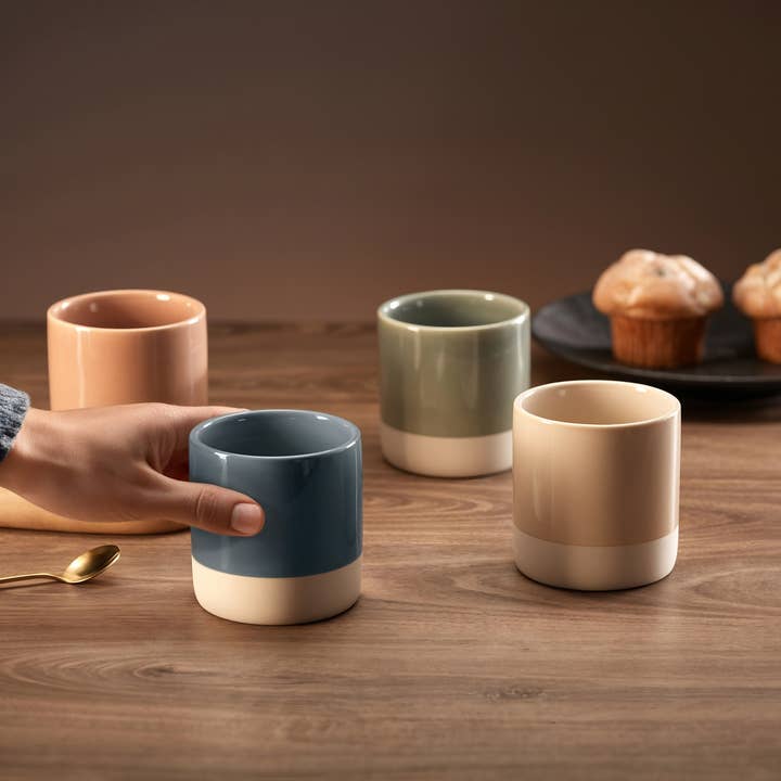 Kook - Wholesale Coffee Mug - Kook Ceramic Latte Cups, 10.5 oz, Multicolor, Set of 41