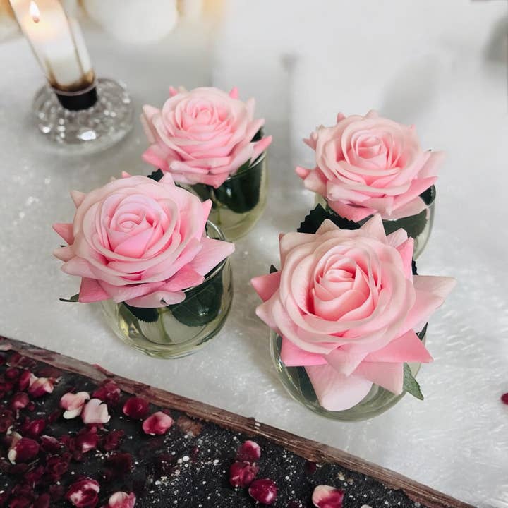 Simply Elegant By Tara - Wholesale Artificial Flowers - Pink Rose | Real Touch Rose Faux Water| Rose Centerpiece2