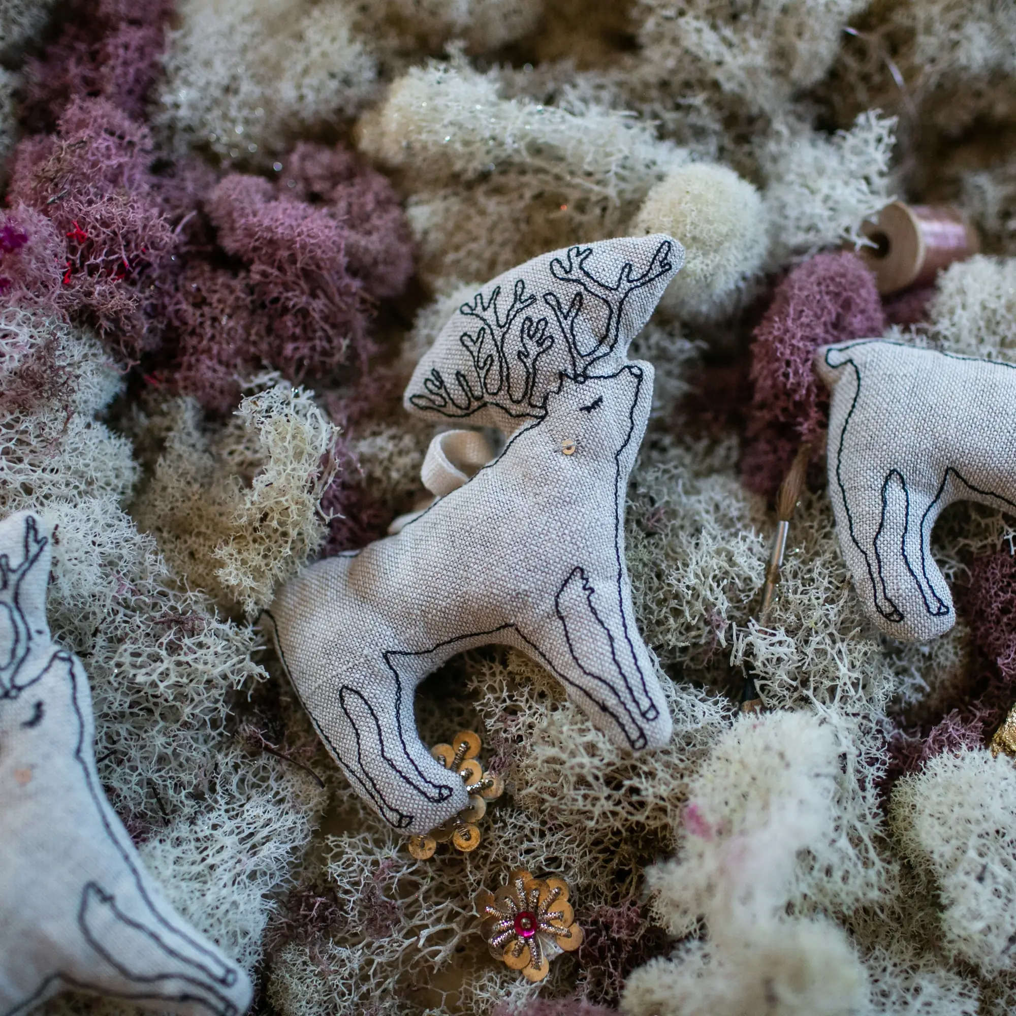 Skippy Cotton - Wholesale Ornament - Woodland Deer, lavender-filled, embroidered Ornament6