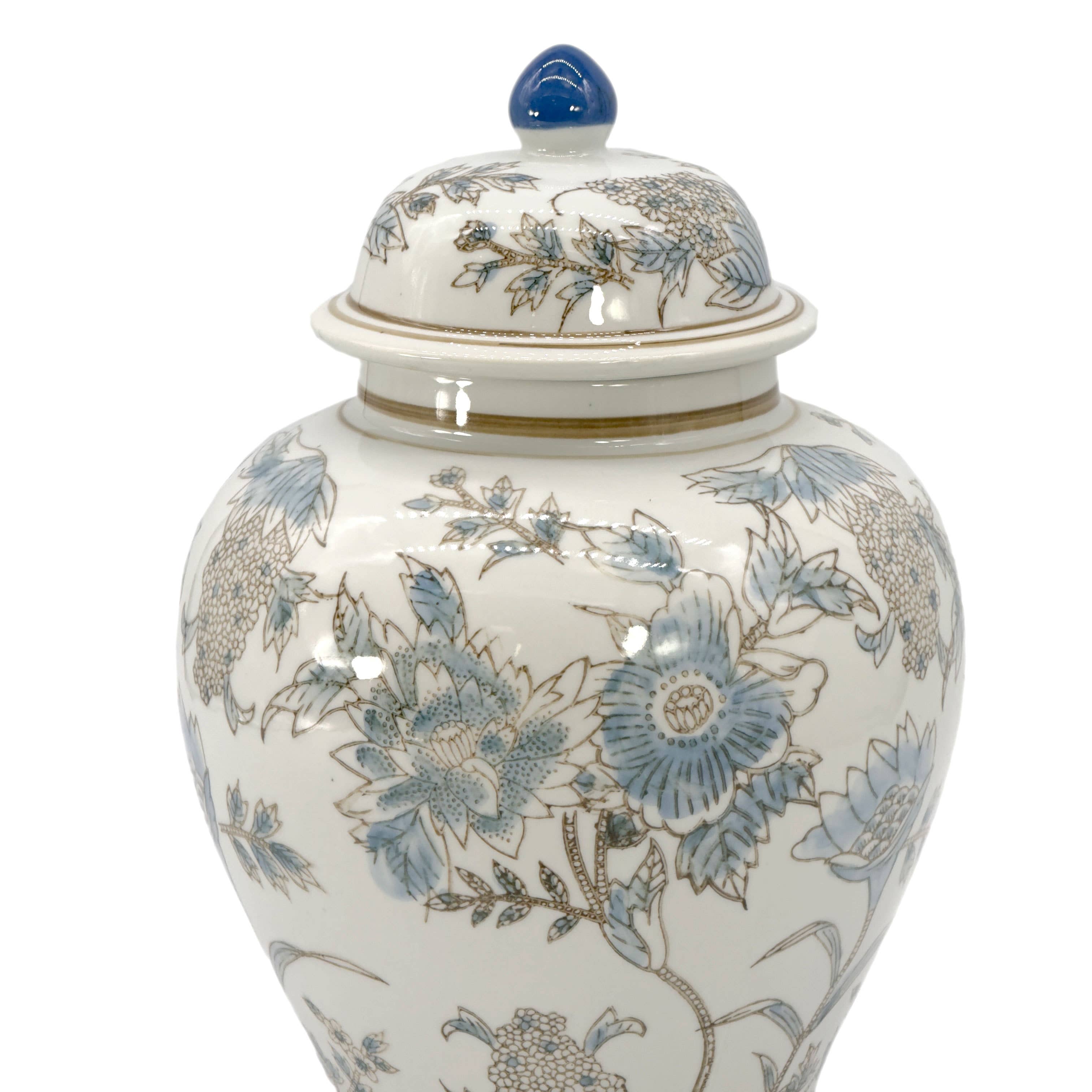 Galt International Company - Vente Bocal décoratif - Jarre en céramique chinoiserie florale 30 cm21