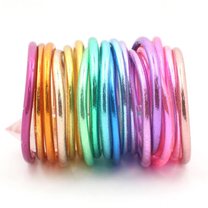 Woman Shops World - Wholesale Bangle Bracelet - Single Rainbow Thai Buddhist Temple Bracelet, Mantra Bangle
