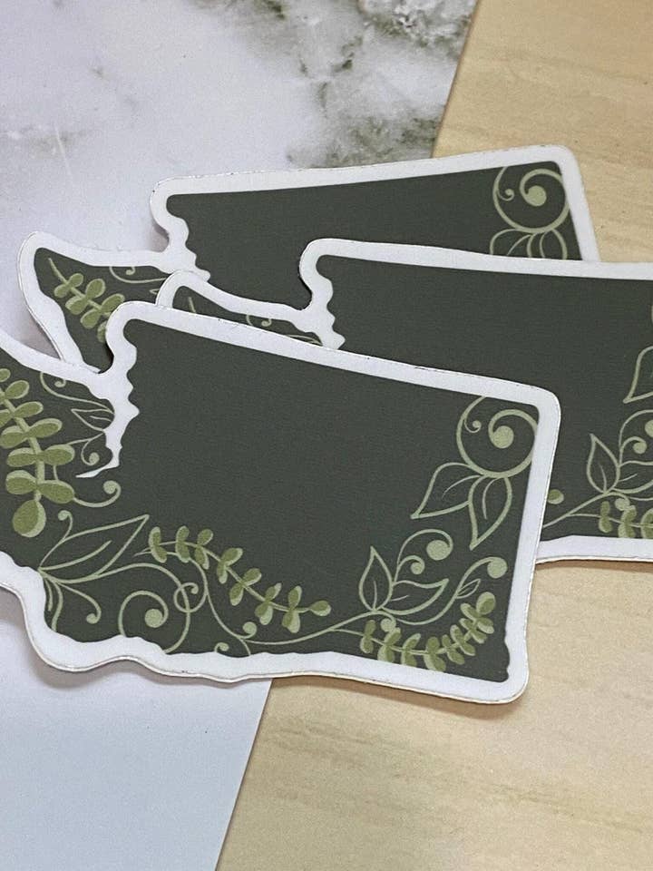 Washington State Sticker, Waterbottle Sticker, Durable for wholesale by Beth Ann Erickson Designs