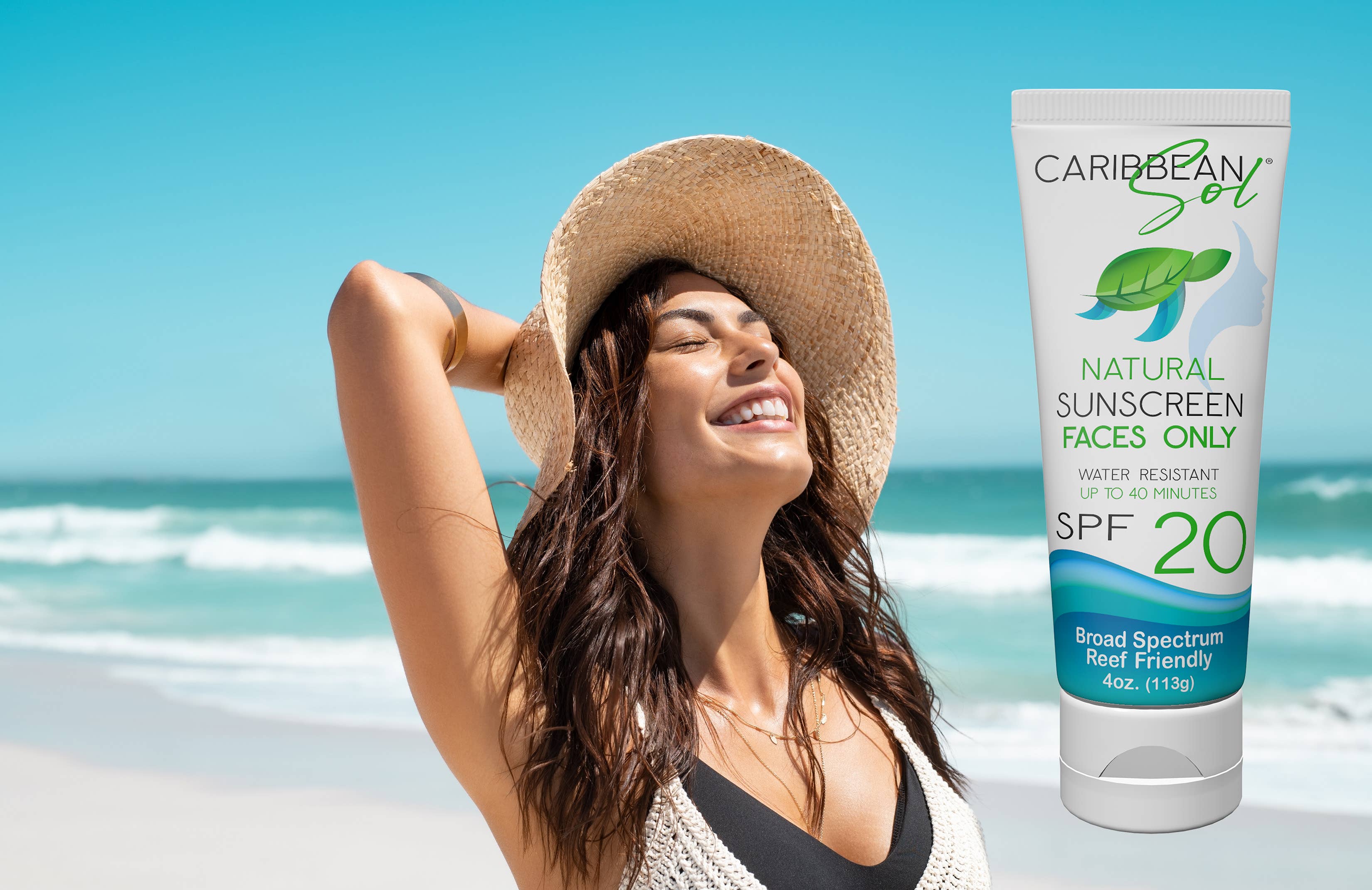 Caribbean Sol - Vente Crèmes solaires - Caribbean Sol Natural Faces Only SPF 20 - 4 oz2