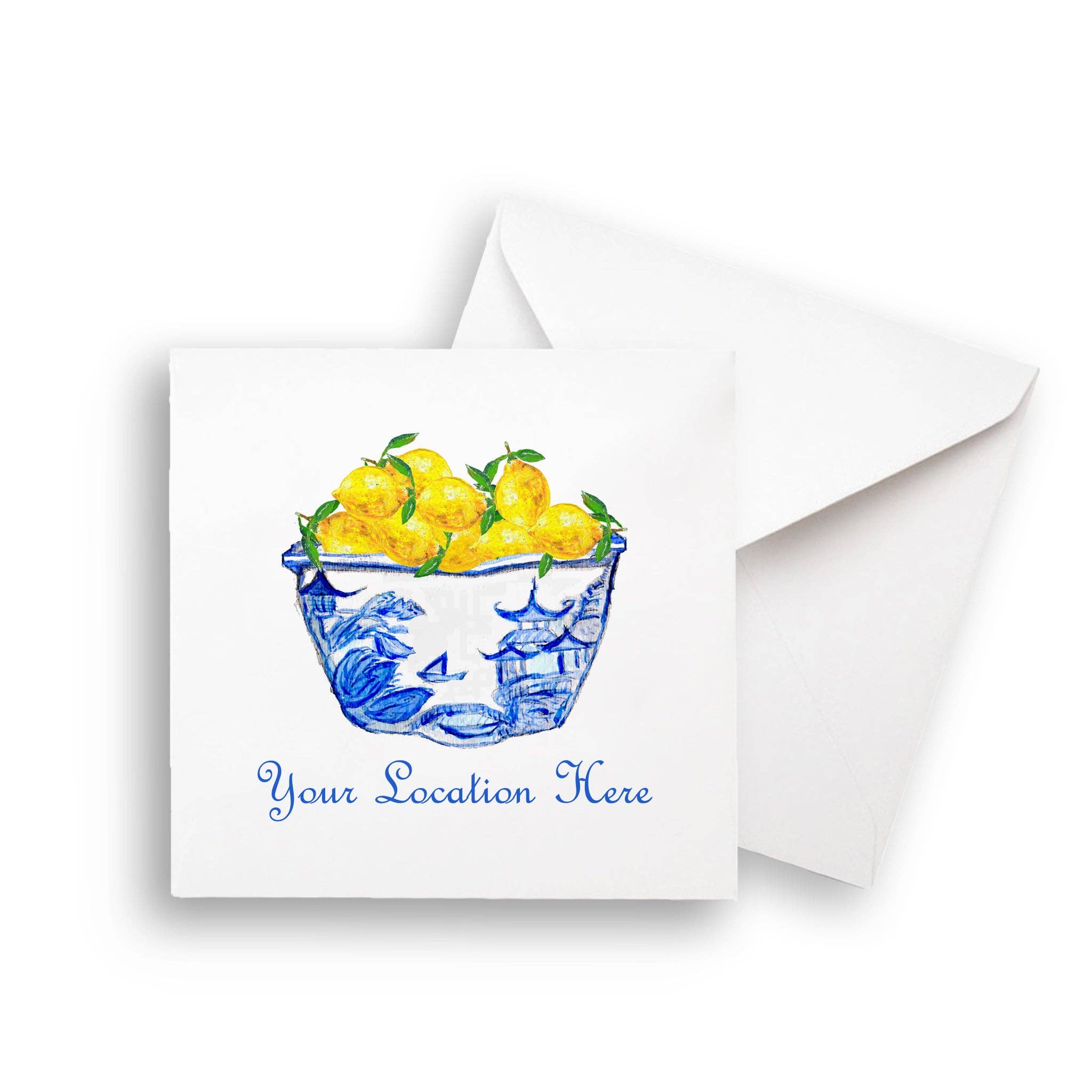 French Graffiti - Wholesale Tea Towel - Blue & White Bowl with Lemons and Location5