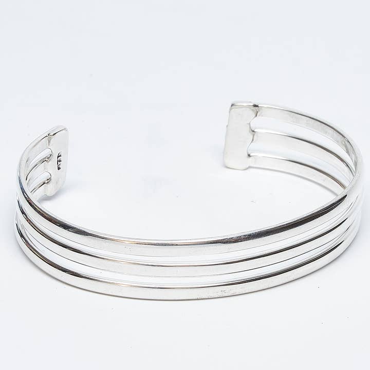 Three Straight Band Sterling Silver O'Keeffe Cuff for wholesale by Renata Rubio 92.5