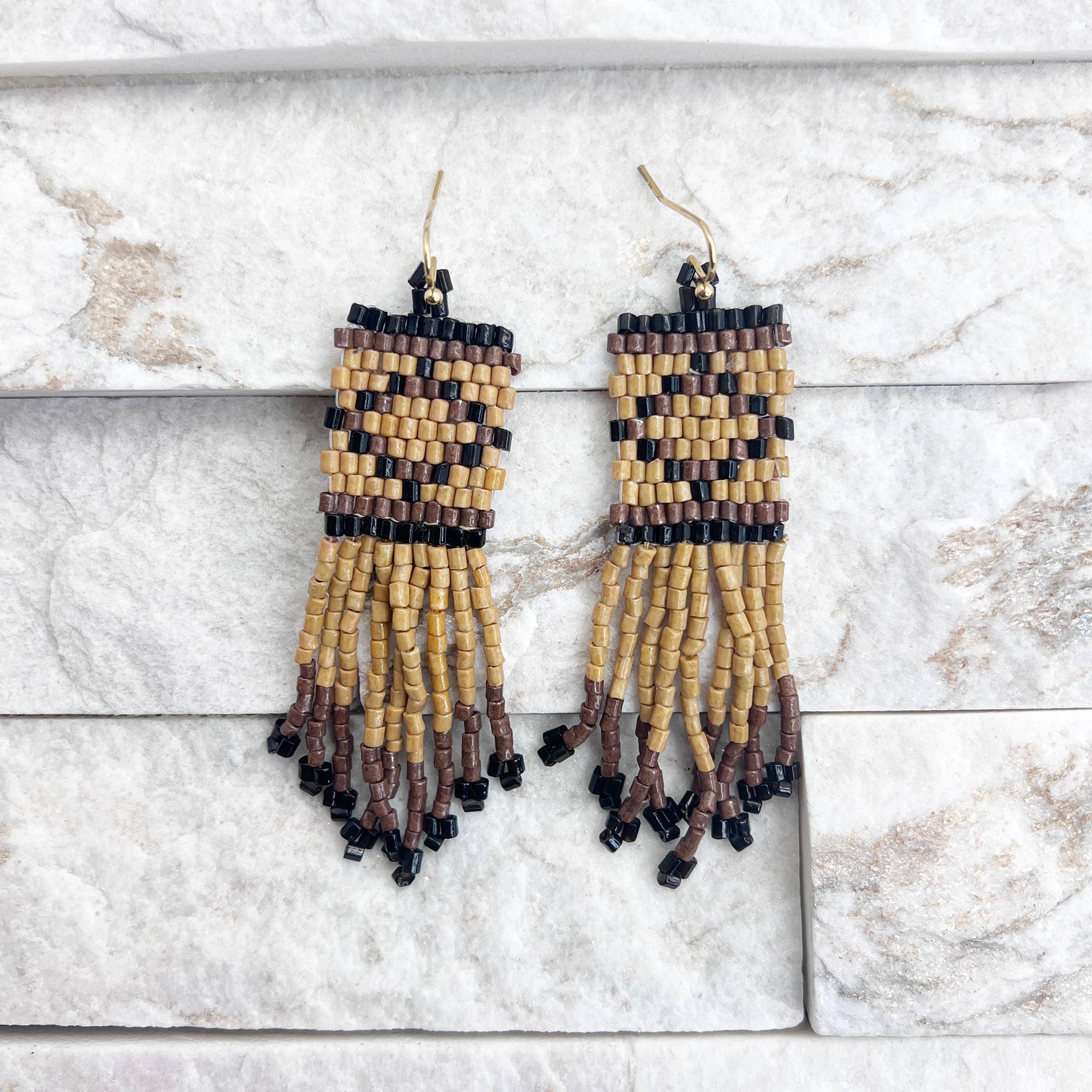 Anju Jewelry - Vente Boucles d'oreilles à pampille - Boucles d'oreilles à franges tribales en perles de rocaille - Plusieurs styles de couleurs9