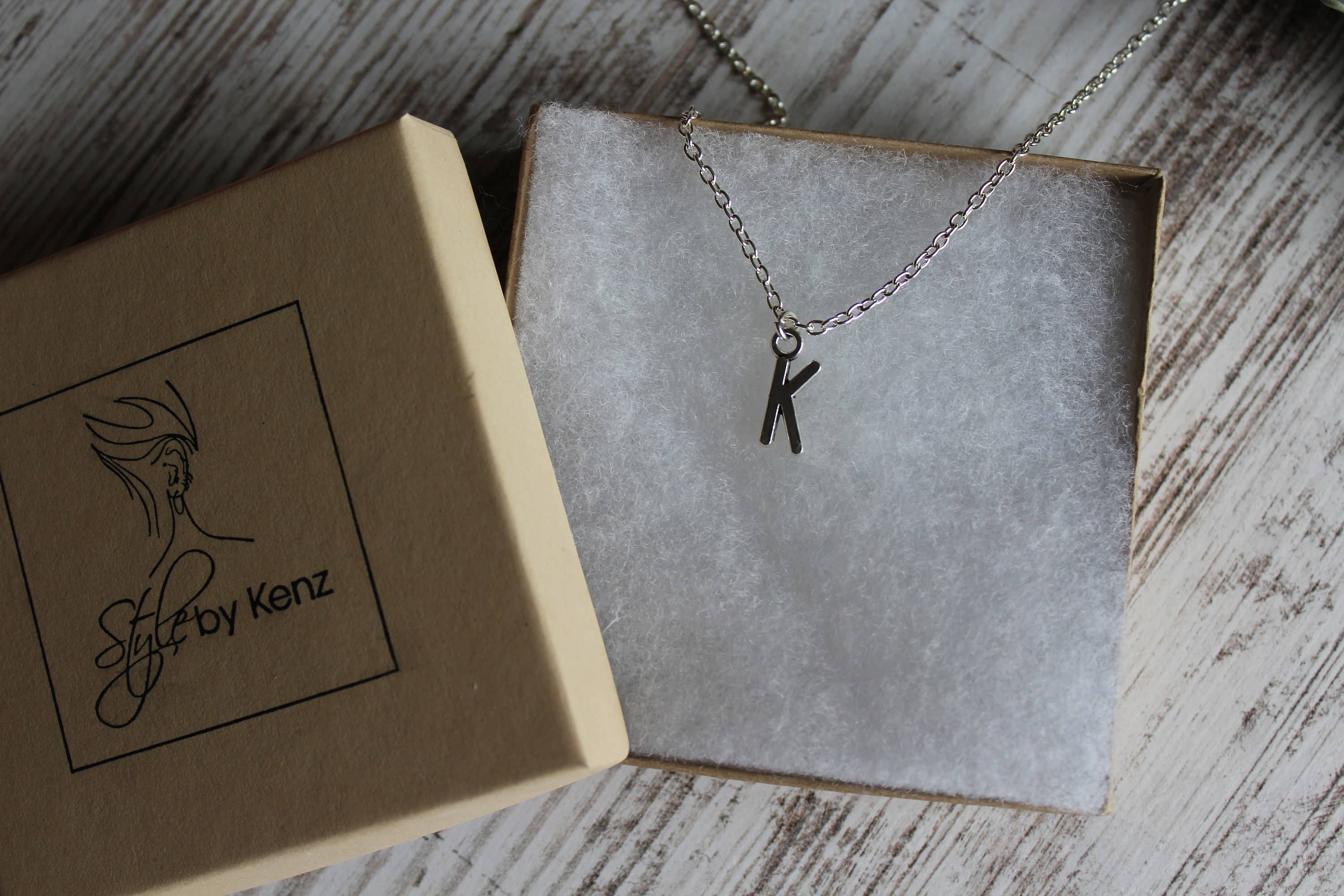 Style by Kenz - Wholesale Pendant/Charm Necklace - Silver Initial Necklace, Silver Letter Necklace3