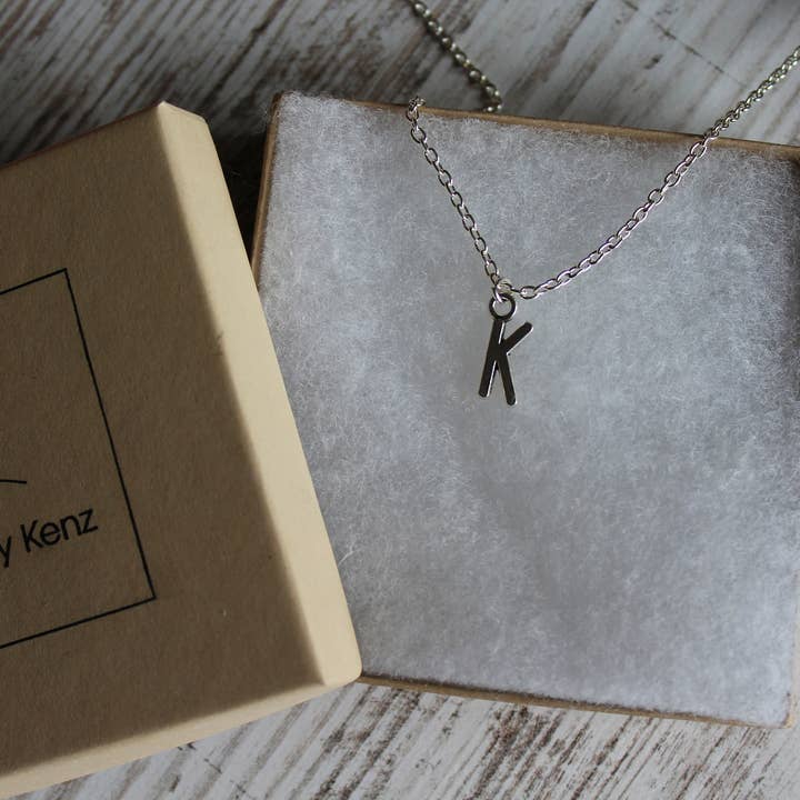 Style by Kenz - Wholesale Pendant/Charm Necklace - Silver Initial Necklace, Silver Letter Necklace3