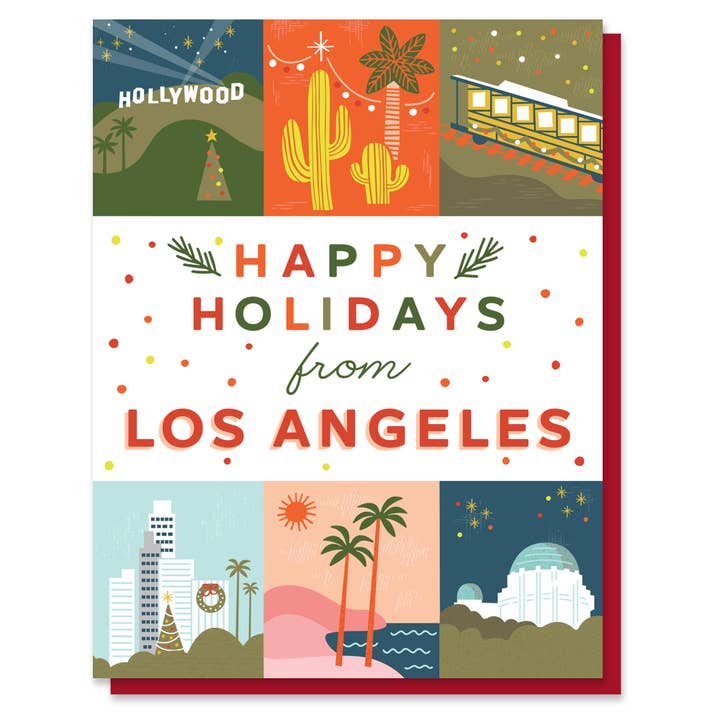 Los Angeles Grid Holiday Card for wholesale by Paper Parasol Press