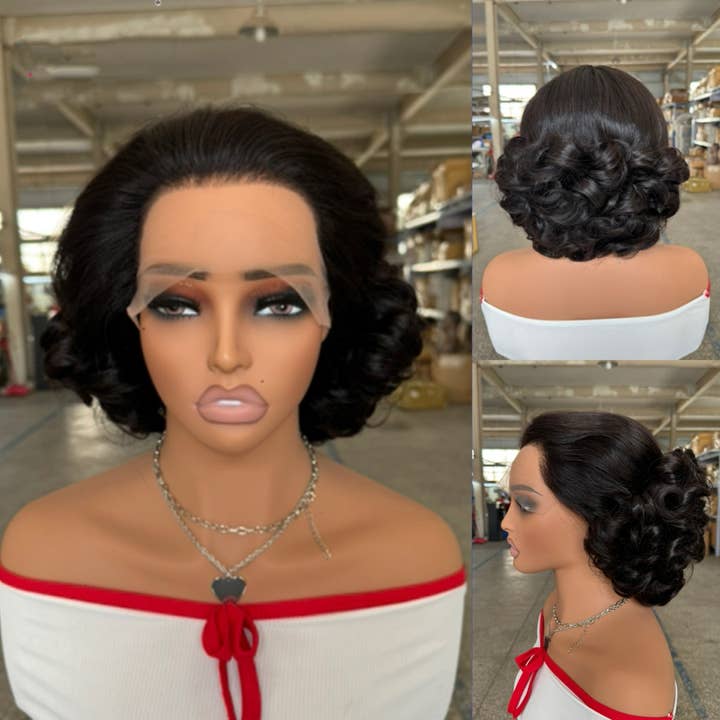 13*4 stuiterende krullende fumi dubbel getrokken pruik voor wholesale door Ladylande