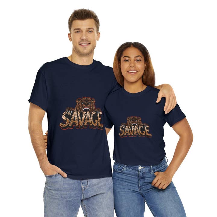 Savage Tiger Unisex Heavy Cotton Tee – Roar in Style! for wholesale by FG Apparels