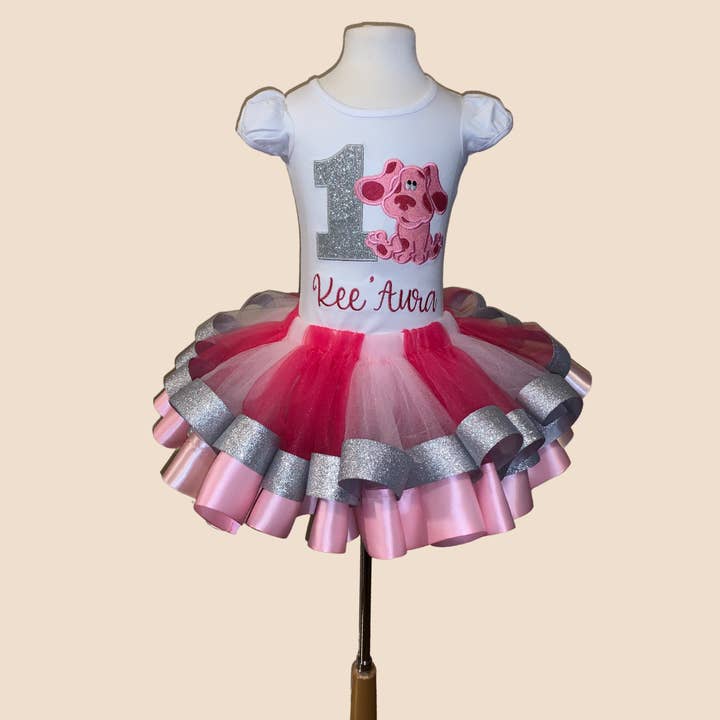 Pink & Silver Double Ribbon Trim Tutu for wholesale by Dukes Designs & Creations