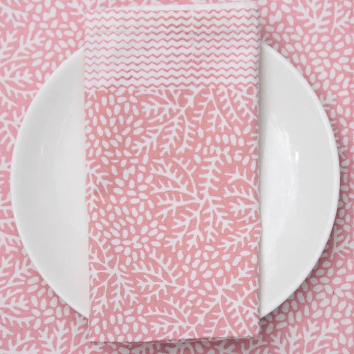 Rozablue - Wholesale Dinner & Cloth Napkin - Handmade cotton Napkin Floral Coral0