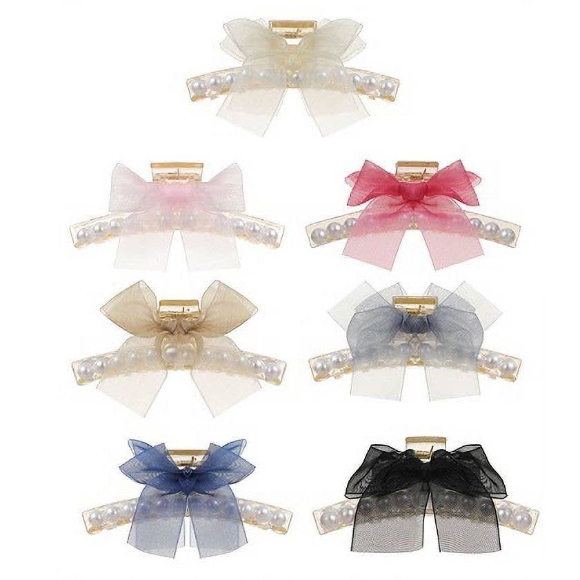 Diacly - Vente Pince à cheveux – femme - Pince à cheveux en forme de nœud avec perles, décoration décorative, couleurs assorties, 12 pièces0