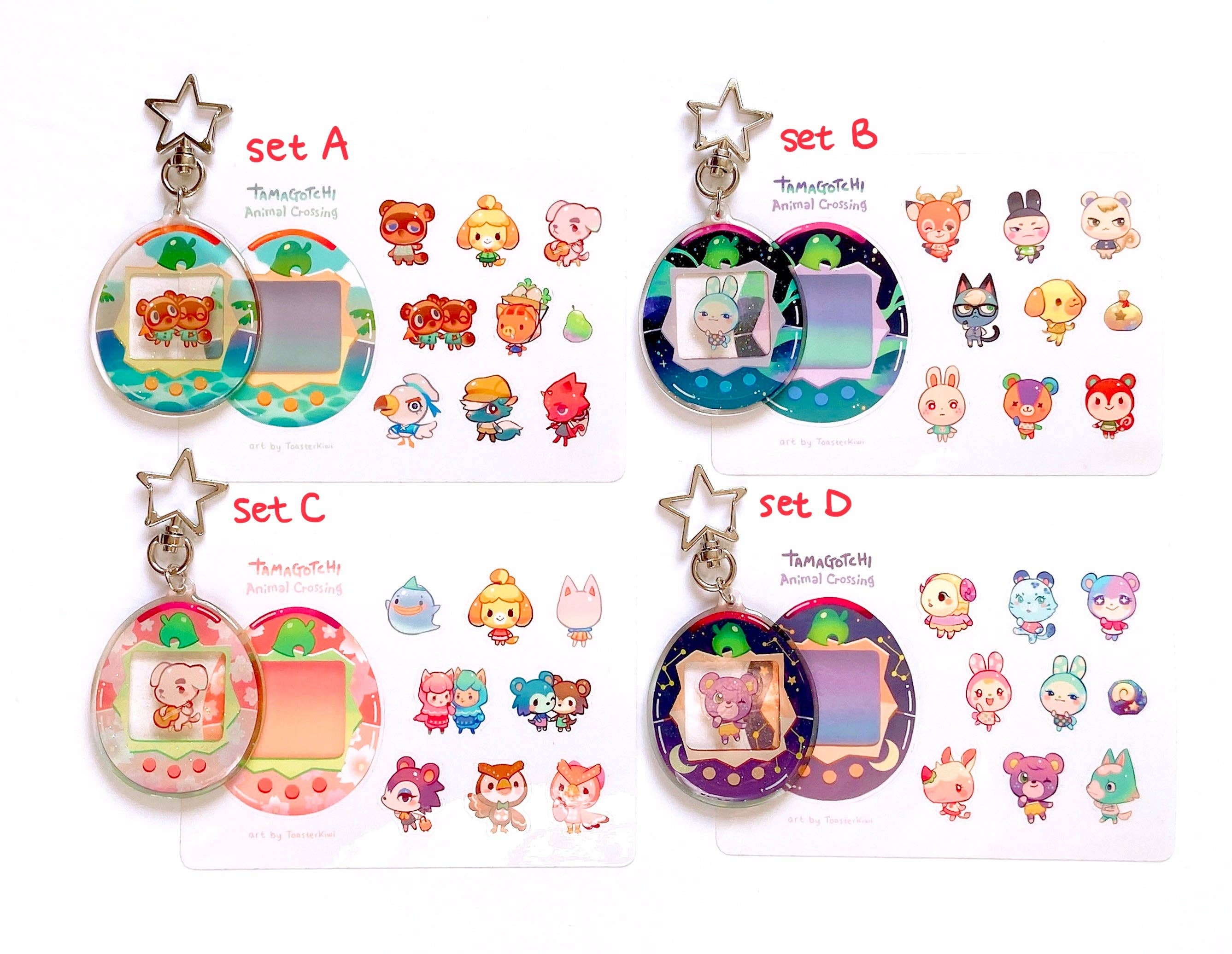 ToasterKiwi - Vente Porte-clés – femme - Ensemble Tamagotchi personnalisé « Animal Crossing »0