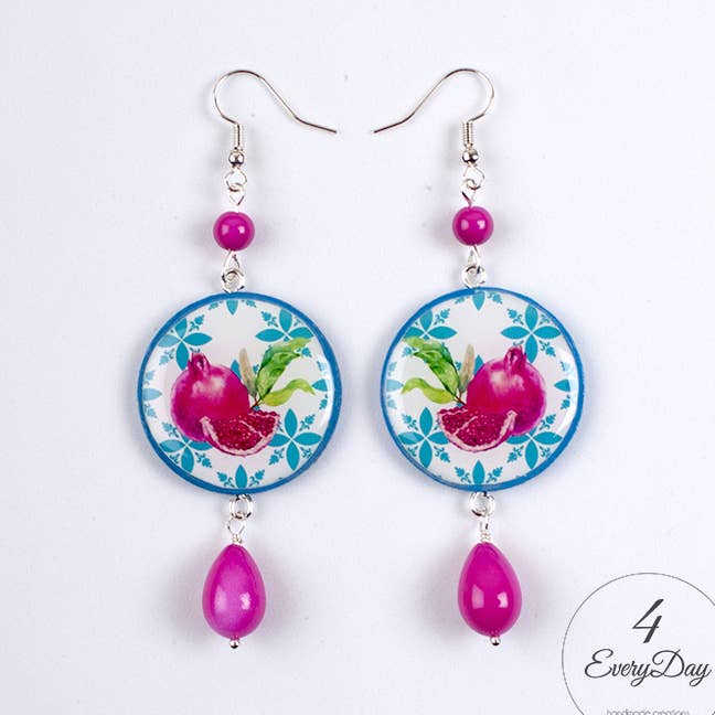 Earrings: Majolica pomegrani for wholesale by 4everyday Handmade