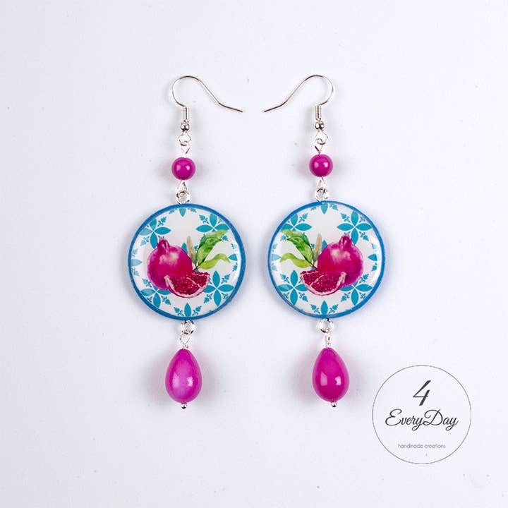Örhängen: Majolica pomegrani för wholesale av 4everyday Handmade