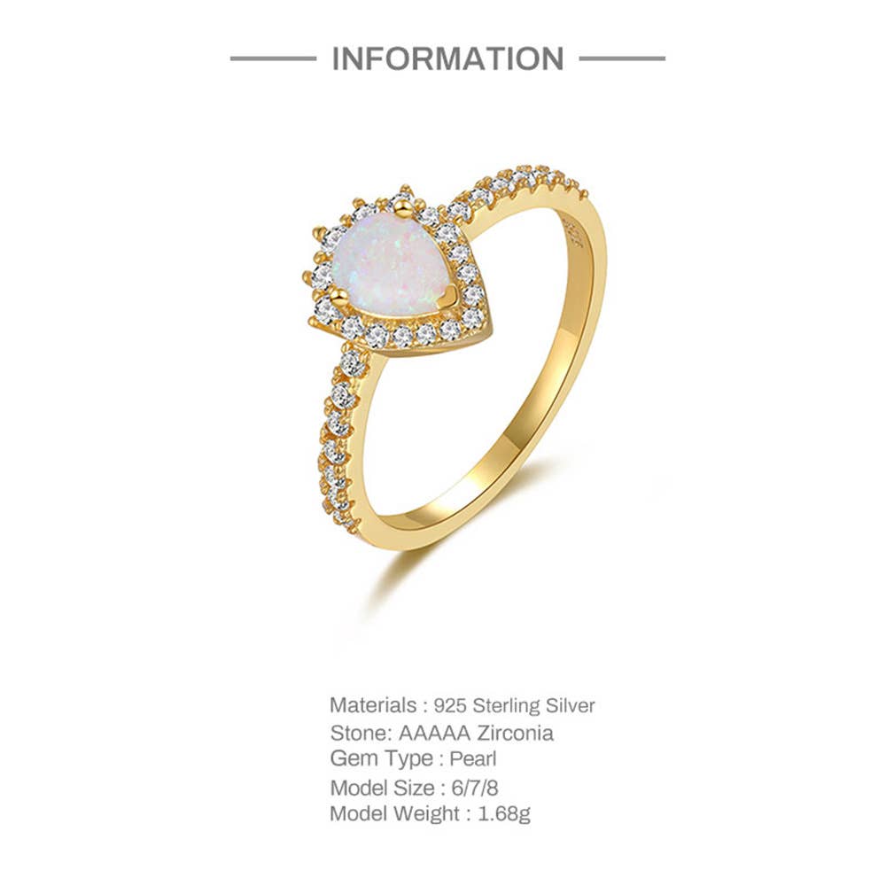 Gioiellin - S925 Silver Jewelry – wholesale Multi-stone ring – 925 Sterling Silver Imitation Opal Square Zircon Ring3