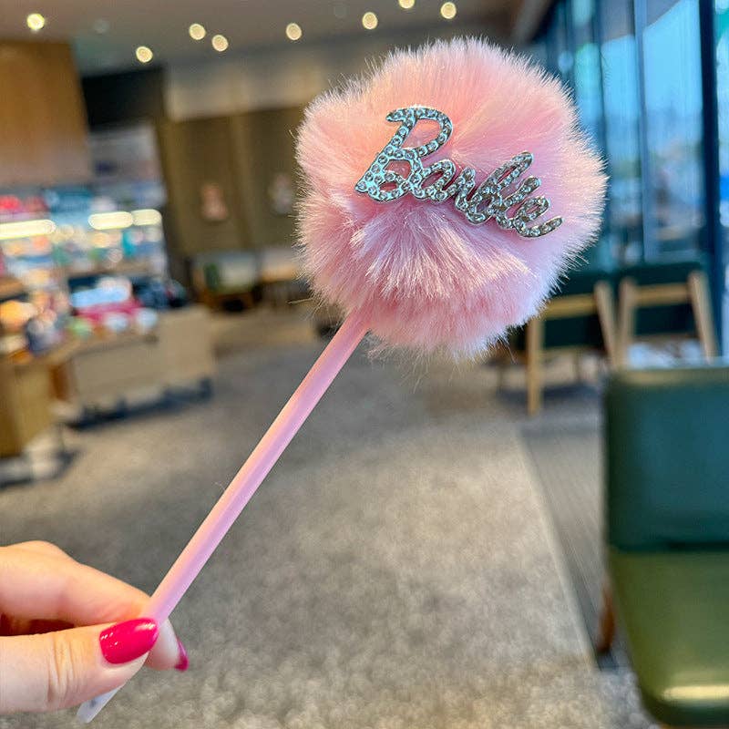 Little Trendy - Vente Stylos - Stylo à bille créatif avec boule en peluche Barbie Diamant0