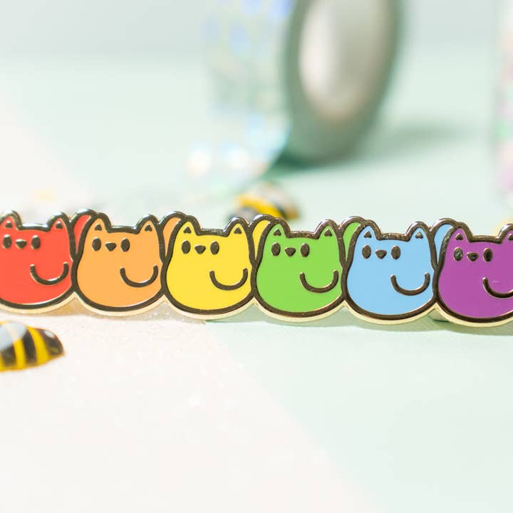 Multi Rainbow Cat Enamel Pin pour la vente par Sparkles in the Wild