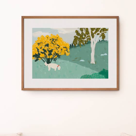 Wall Art Print - Dog In Park by Suki McMaster for wholesale by Suki McMaster