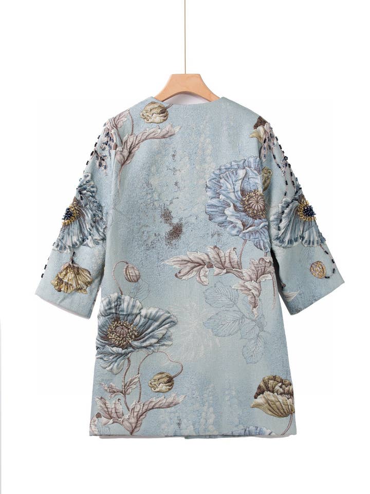 Productseeker - Wholesale Dress - Women's - CT102Y Hand-beaded Floral Windbreaker With Round Neck Charm6