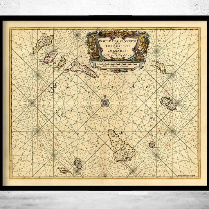 Old Map of Cape Verde Islands Cabo Verde 1665 Map of Cape Verde Vintage Map | Vintage Map Wall Art Print | Large Map Print for wholesale by OldCityPrints - Old Maps and Posters
