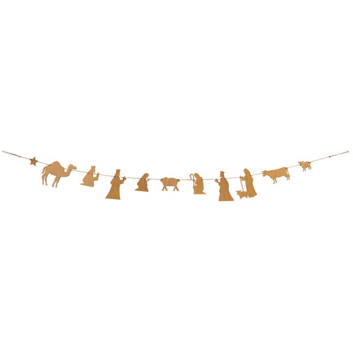 The Hearthside Collection - Wholesale Bunting/Garland - Natural Wood Nativity Garland