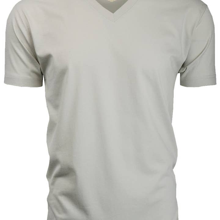 ORG 150S Sandfarbenes T-Shirt aus Bio-Baumwolle mit V-Ausschnitt für den Großhandel von Ethan Williams