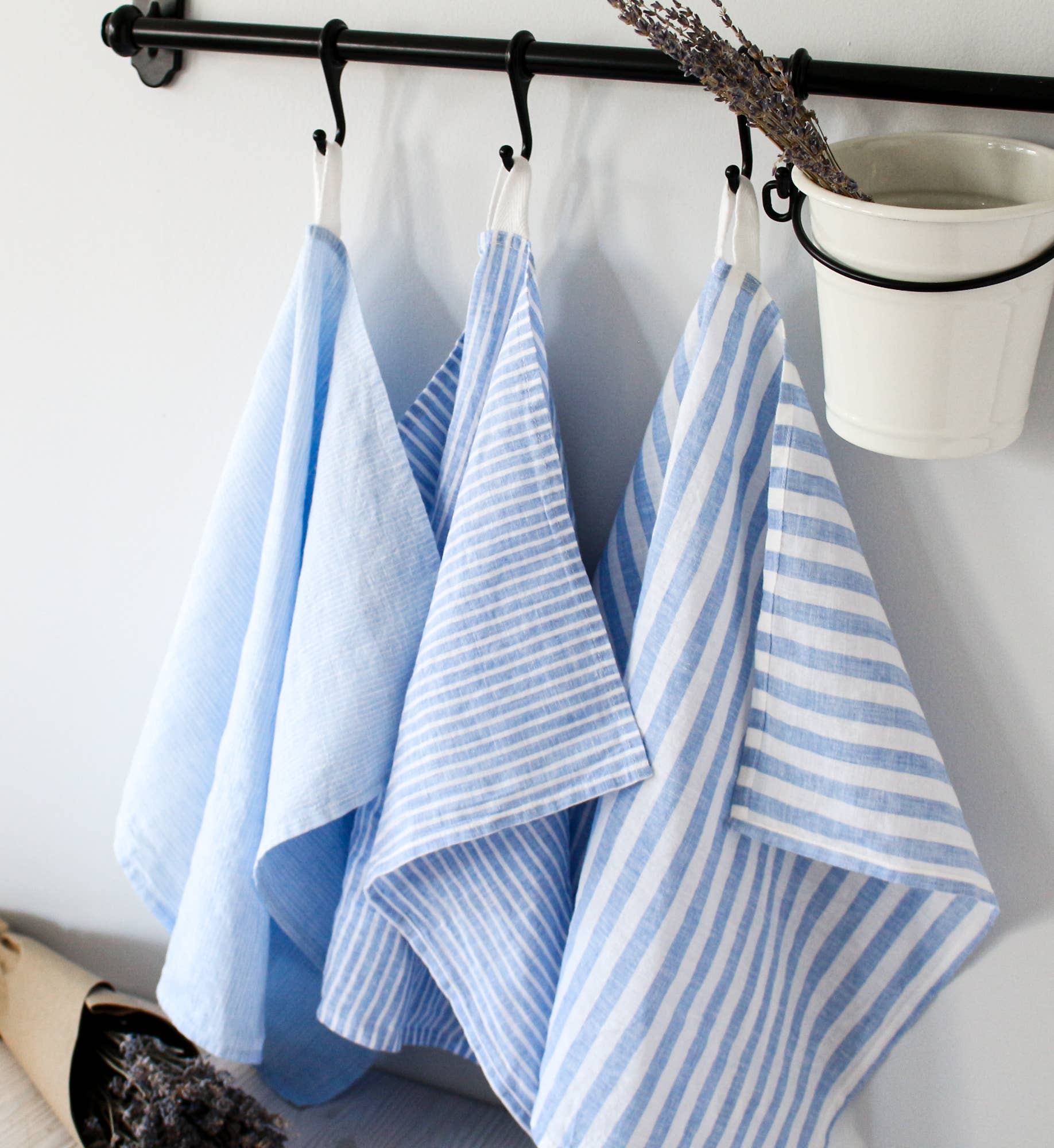 My Kitchen Linens – wholesale Tea towel – Tea Towel Set of 3 / Sky Blue Stripes3