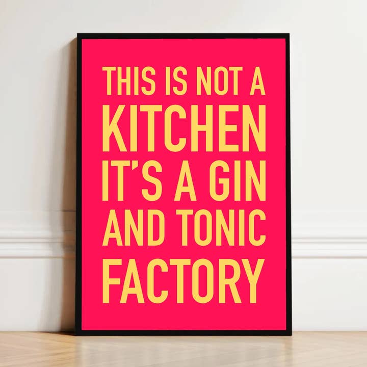 Funny Gin and Tonic Factory Print - Kitchen Decor - A4 Size for wholesale by Pickled Prints