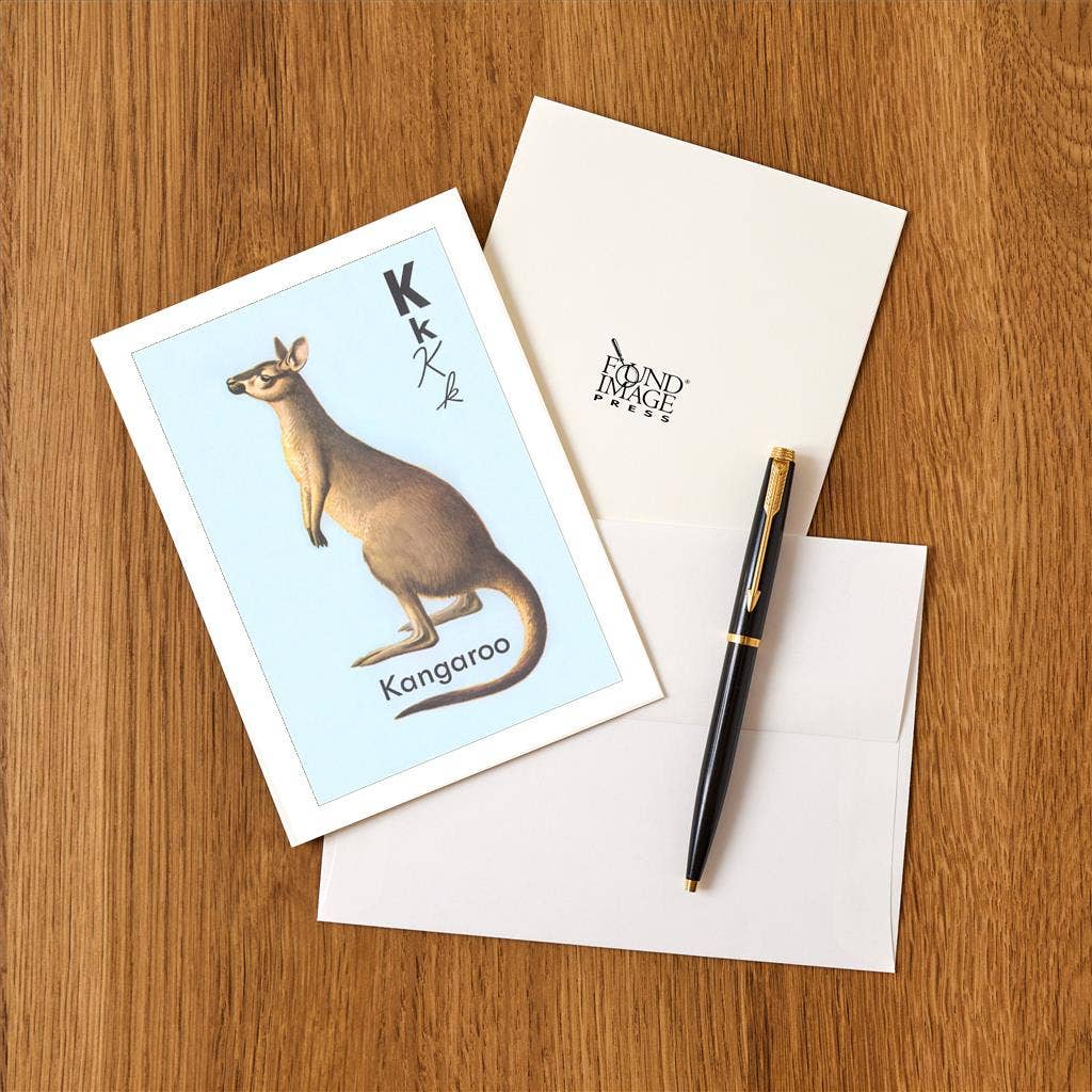 Found Image Press - Wholesale Stationery/Notecard Set - Greeting Card KF-919 K is for Kangaroo1