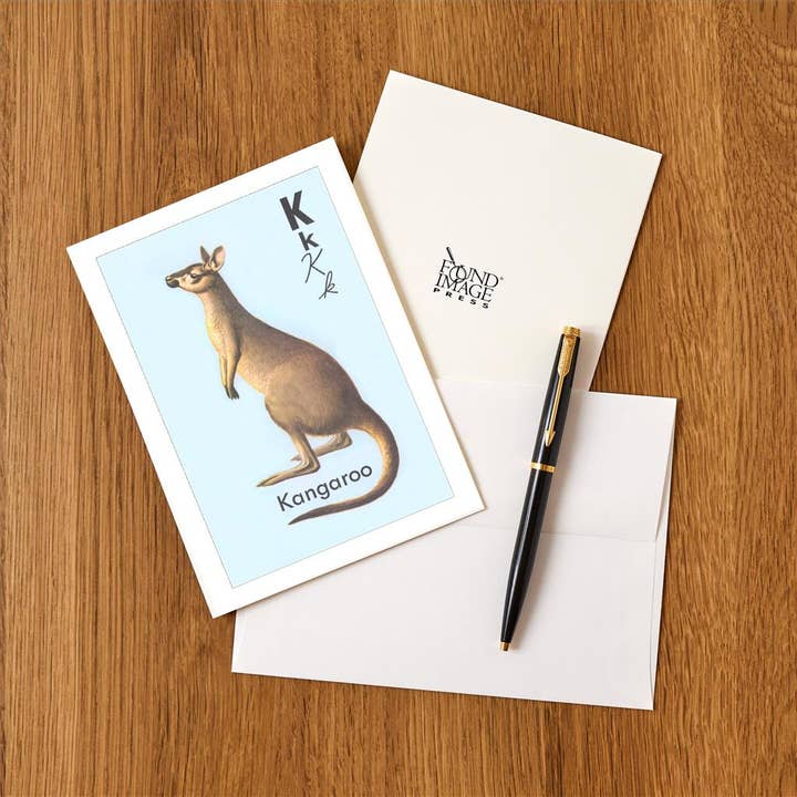 Found Image Press - Wholesale Stationery/Notecard Set - Greeting Card KF-919 K is for Kangaroo1