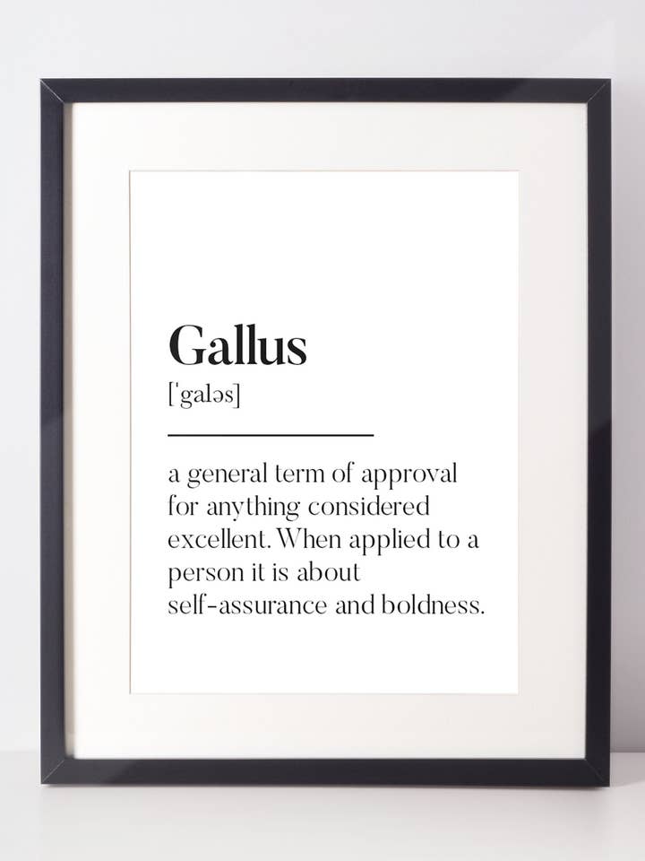 Gallus Scottish Slang Definition Unframed Print for wholesale by Kalloway Design