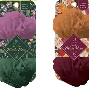 2pk 80g Mesh Poufs on Backer Card - Assorted CP for wholesale by Core Home