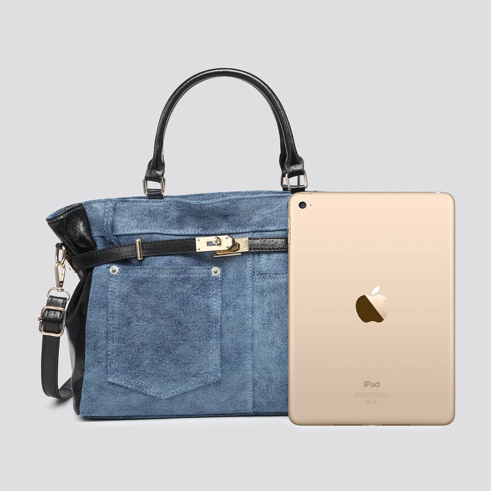 BLEU Sac fourre-tout en denim 25032 en vente sur Faire2