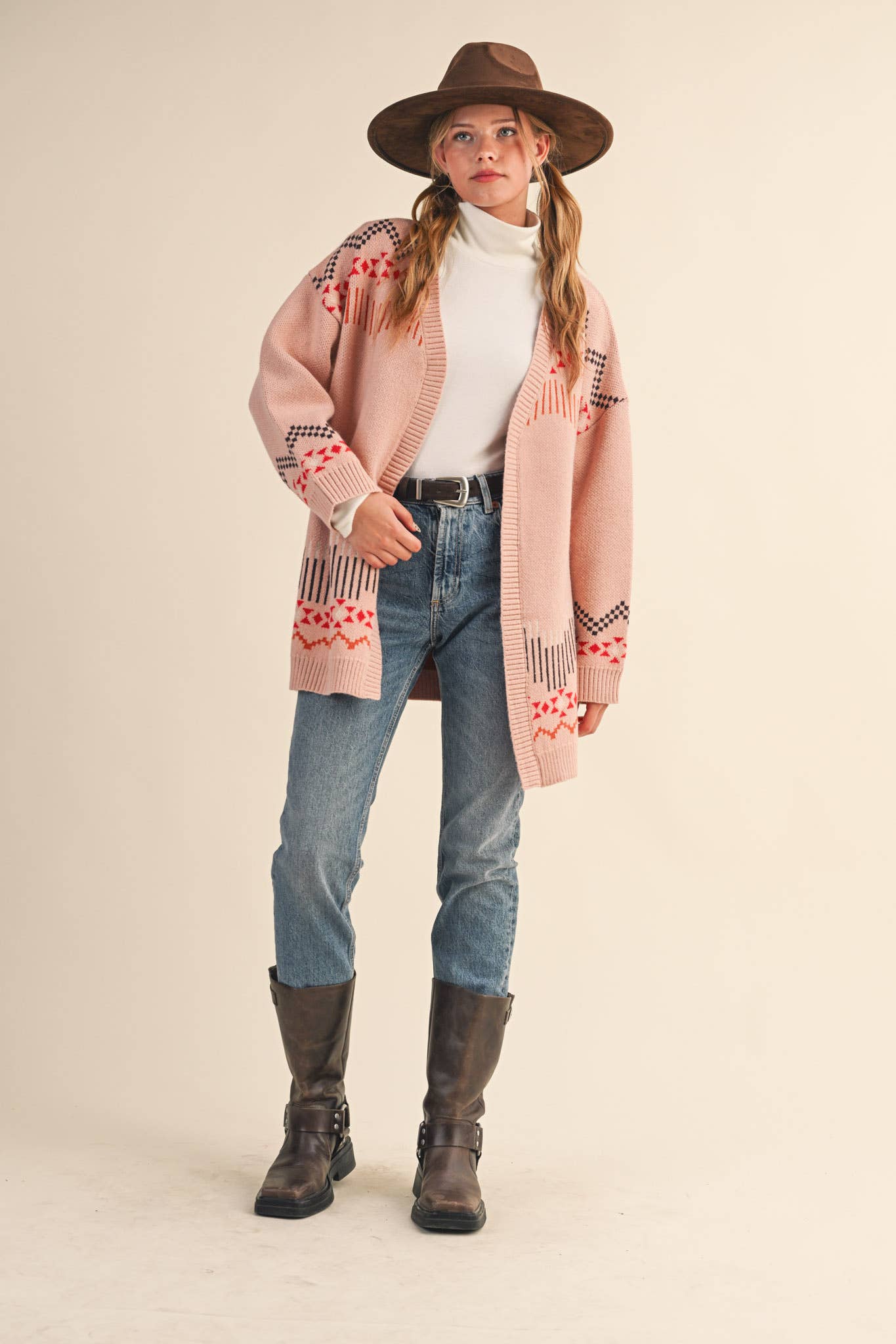 &MERCI - Wholesale Cardigan - Women's - WESTERN MOTIF SWEATER CARDIGAN MSW111359