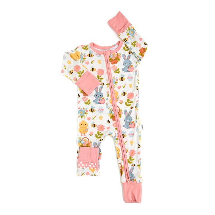Easter Garden ZIP Bamboo 1-Piece Two Way Zipper Baby Outfit for wholesale by Gigi and Max