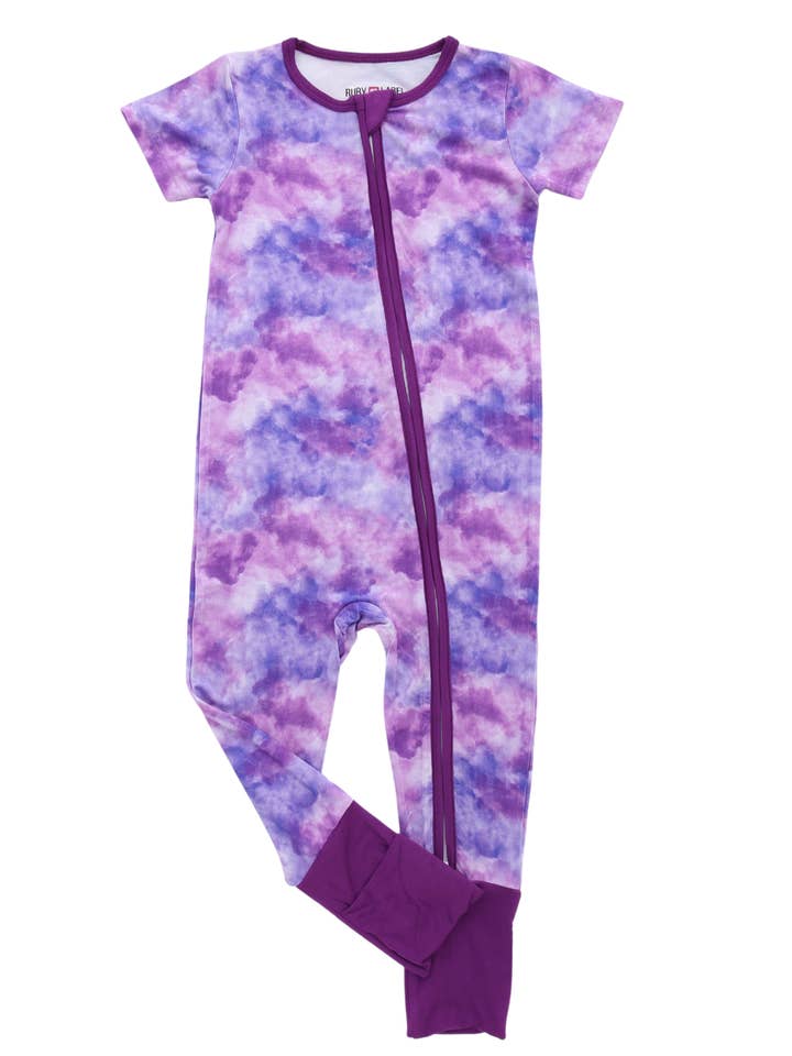 Bamboo Pajamas Convertible Footie Romper (Purple Tie-Dye) for wholesale by Mom N Tot Shop