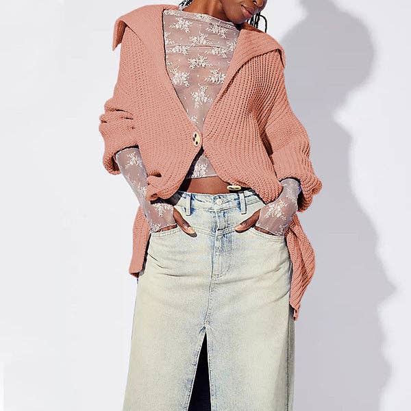 Dipped Shop – wholesale Kofta - Dam – Lapel Lös Knappar Tröja Kofta DPC26203