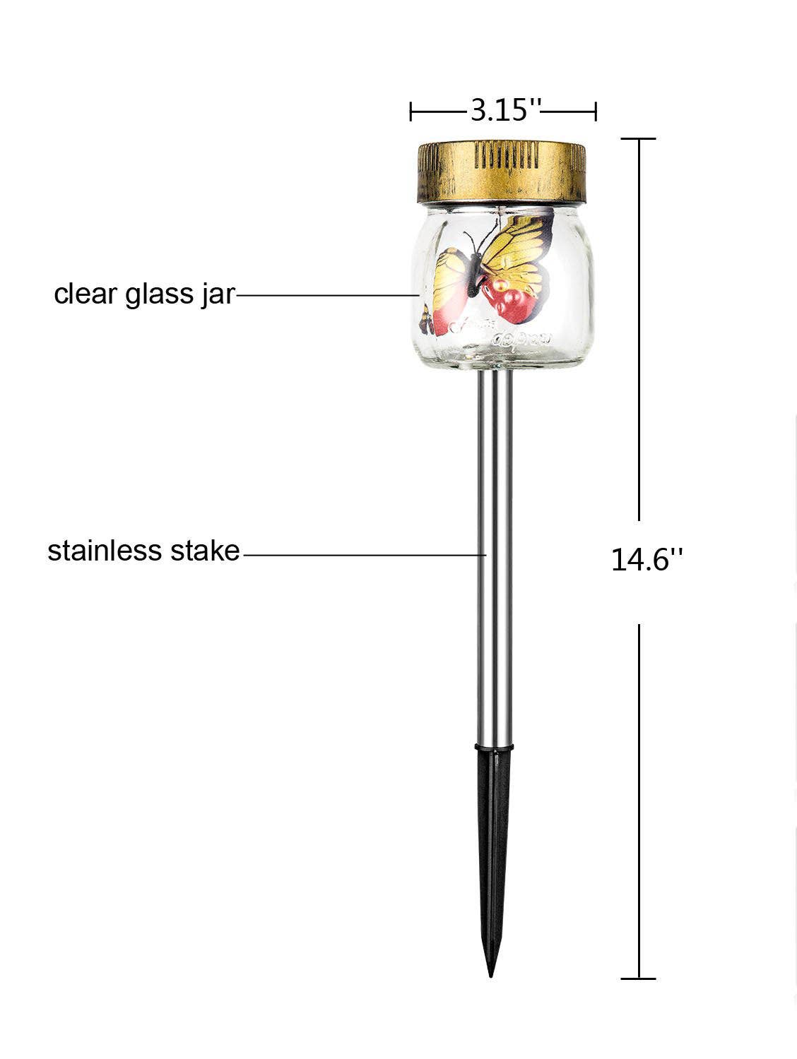 Forever Gifts Inc. - Wholesale Outdoor/Lawn Light - Butterfly Jar Solar Pathway Lights, Set of 32