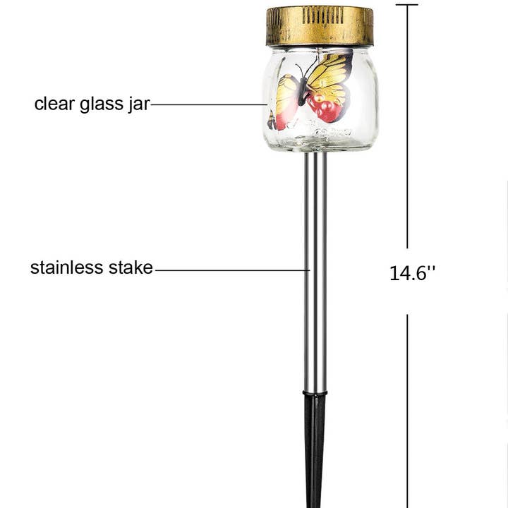 Forever Gifts Inc. - Wholesale Outdoor/Lawn Light - Butterfly Jar Solar Pathway Lights, Set of 32