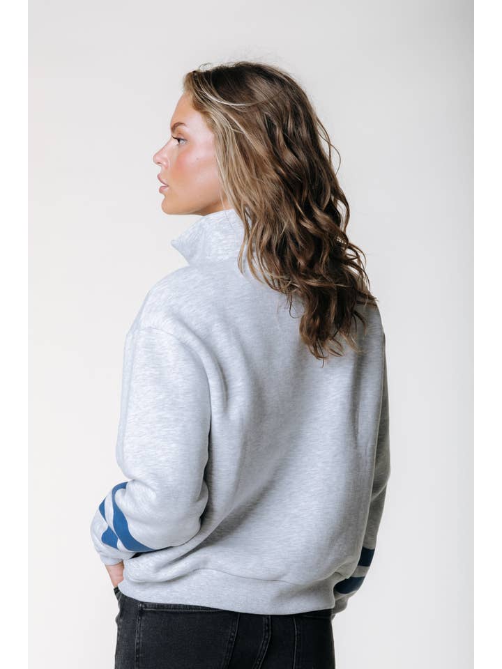 Logo Stripes Zip Sweat | Light grey melange for wholesale on Faire1